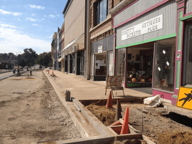 Construction of sidewalk and roadway