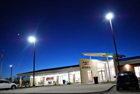 MACC Higher Education Center exterior at night