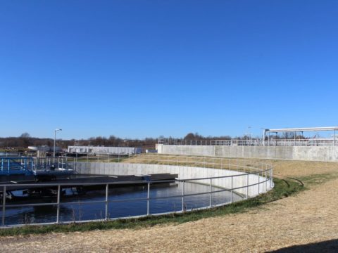 A clarifier at the Kirksville Wastewater Treatment Plant