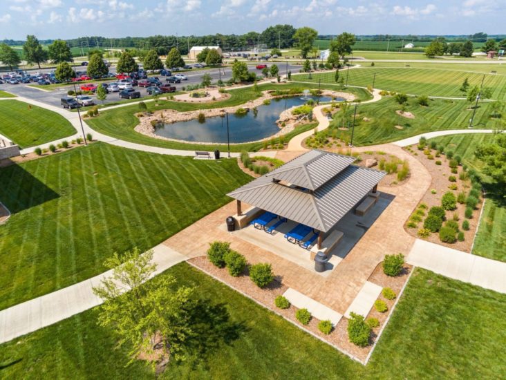 Connection between the shelter house and pond