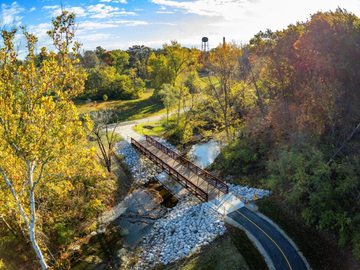 Bridge connecting the new Bill Klingner Trail segment to the existing trail