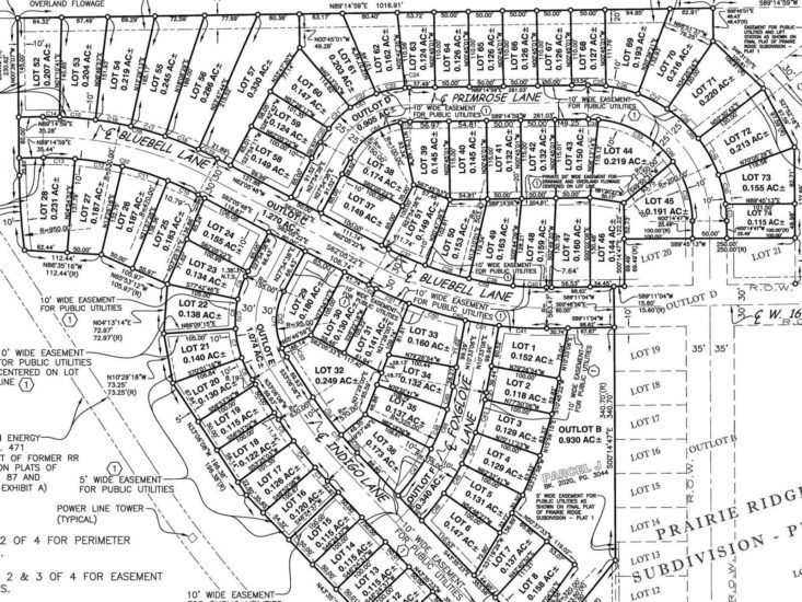 Subdivision boundary survey map