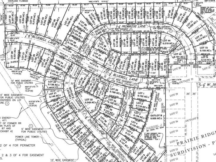 Subdivision boundary survey map