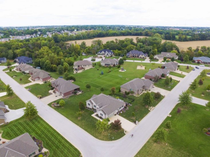 Aerial of the residential portion of Stone Crest subdivision