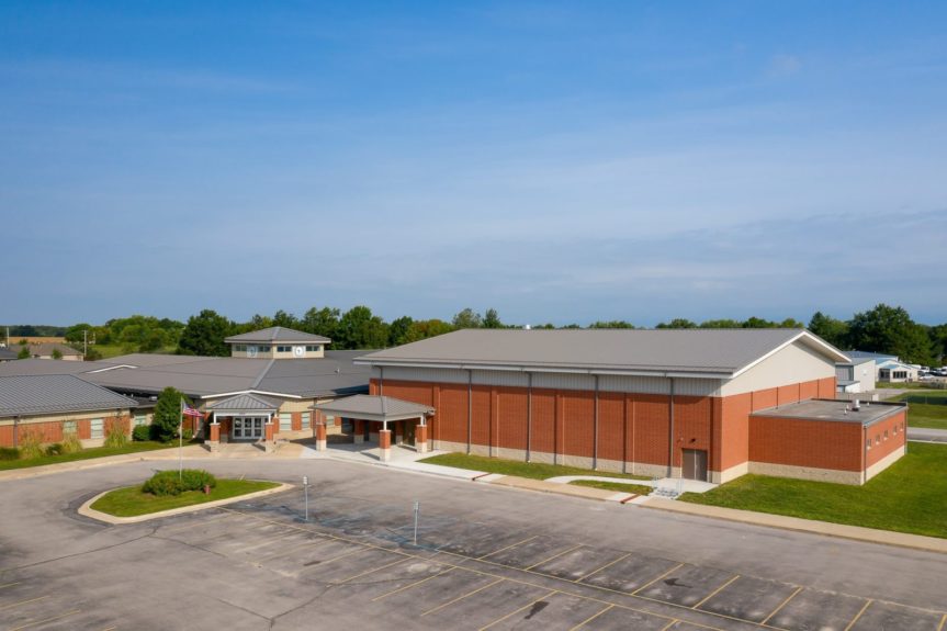 Aerial of the new Hallsville Primary School gymnasium addition