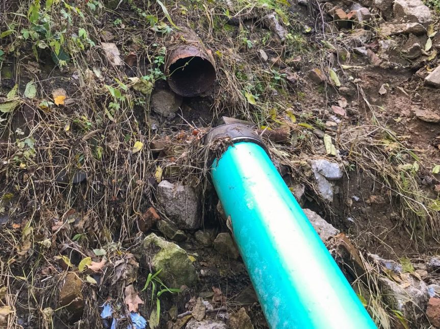 Storm sewer work in progress