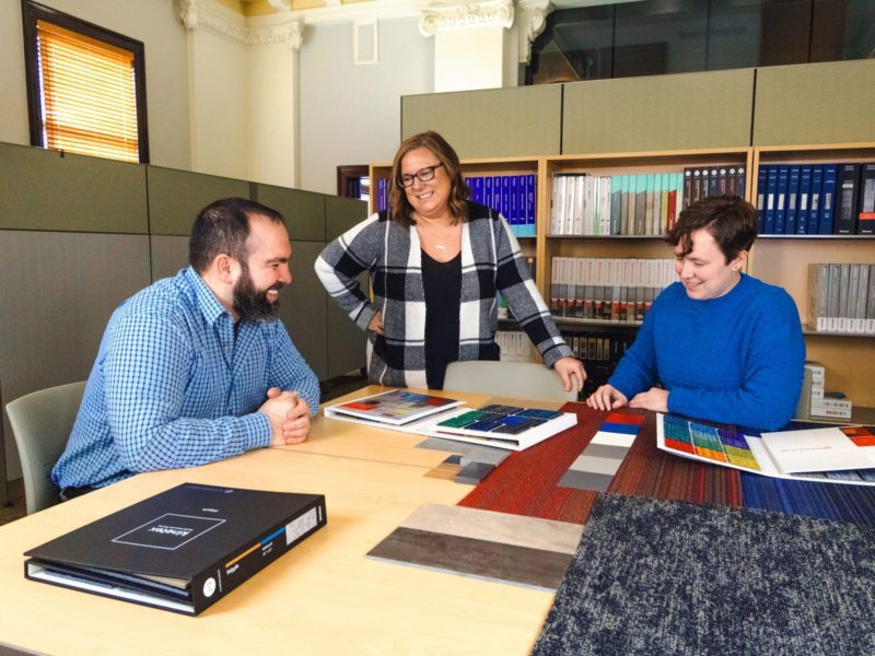 Klingner designers reviewing material samples