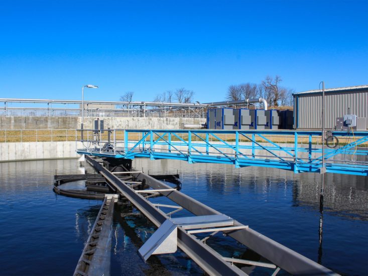 Clarifier at a wastewater treatment plant