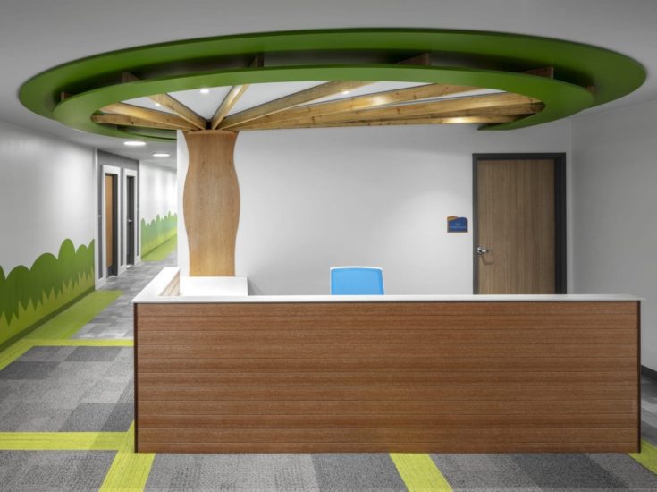 Brown County Early Learning Center reception desk with tree canopy