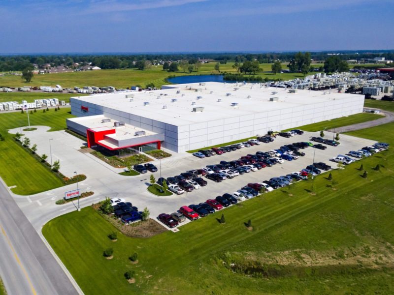 Parking lot at a new industrial facility