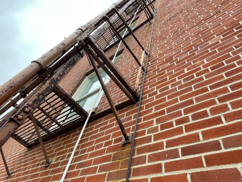 Deteriorated fire escape ladder