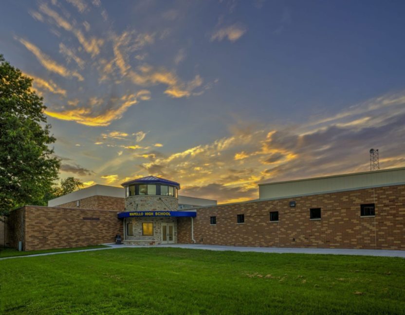 Wapello High School addition exterior