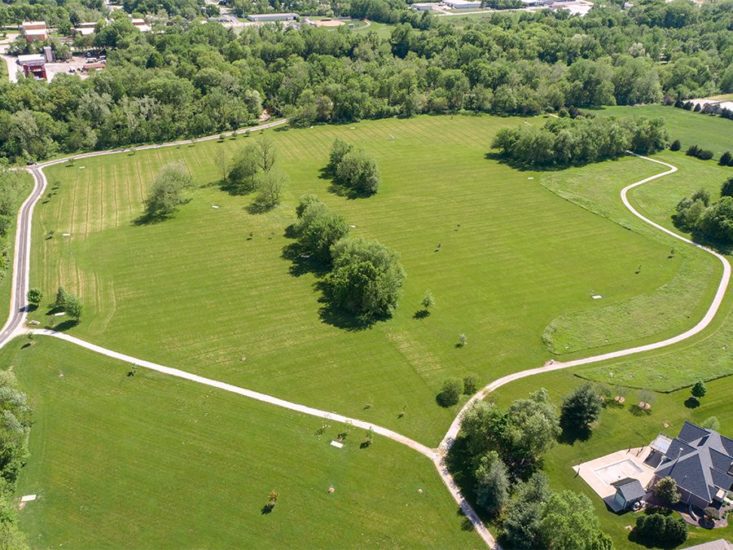 Aerial of trails in a park