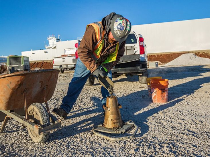 A man performing a concrete test