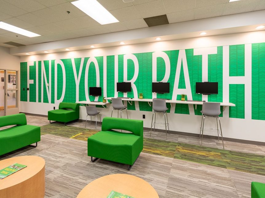 Seating area in an admissions office