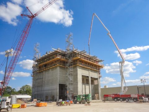 A feed mill under construction