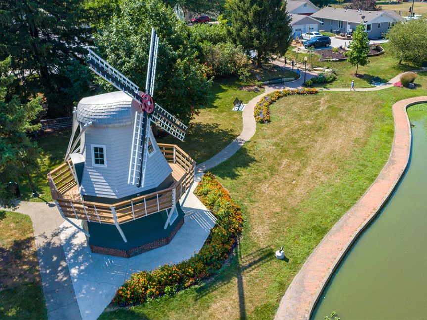 Aerial of the renovated windmill