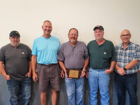 (from left to right) Beau Bonnichsen (MLDD – Pump Operator), Rodd McNeal (MLDD – Trustee), Robert Cook (MLDD – Trustee), Terry Martin (MLDD – Trustee), Bryan Bross, PE (Klingner – Project Manager)
