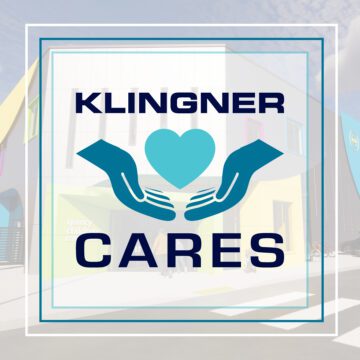 A box over a rendering with text that says Klingner Cares.